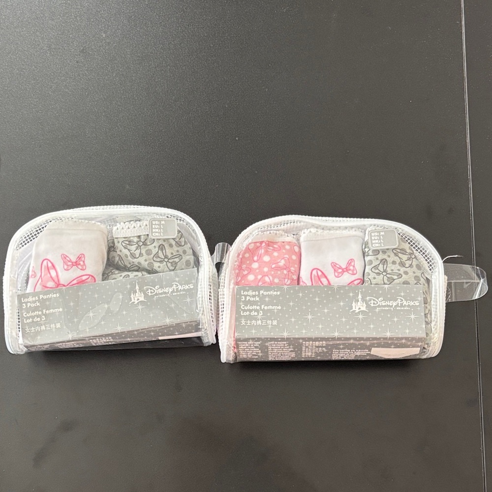 Disney Parks Medium Ladies 3-Pack Underwear Set - Pink, Gray, White